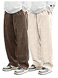 SOLY HUX Men's 2 Piece Corduroy Pants Drawstring