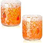Reallnaive 2 Pcs Fall Icon Juice Glass Cups 14 oz Fall Pumpkins Maple Leaves Icon Glasses Drinking Cocktails Whiskey Stemless Glass for Drinkware Home Thanksgiving Autumn Decoration Harvest Party Gift