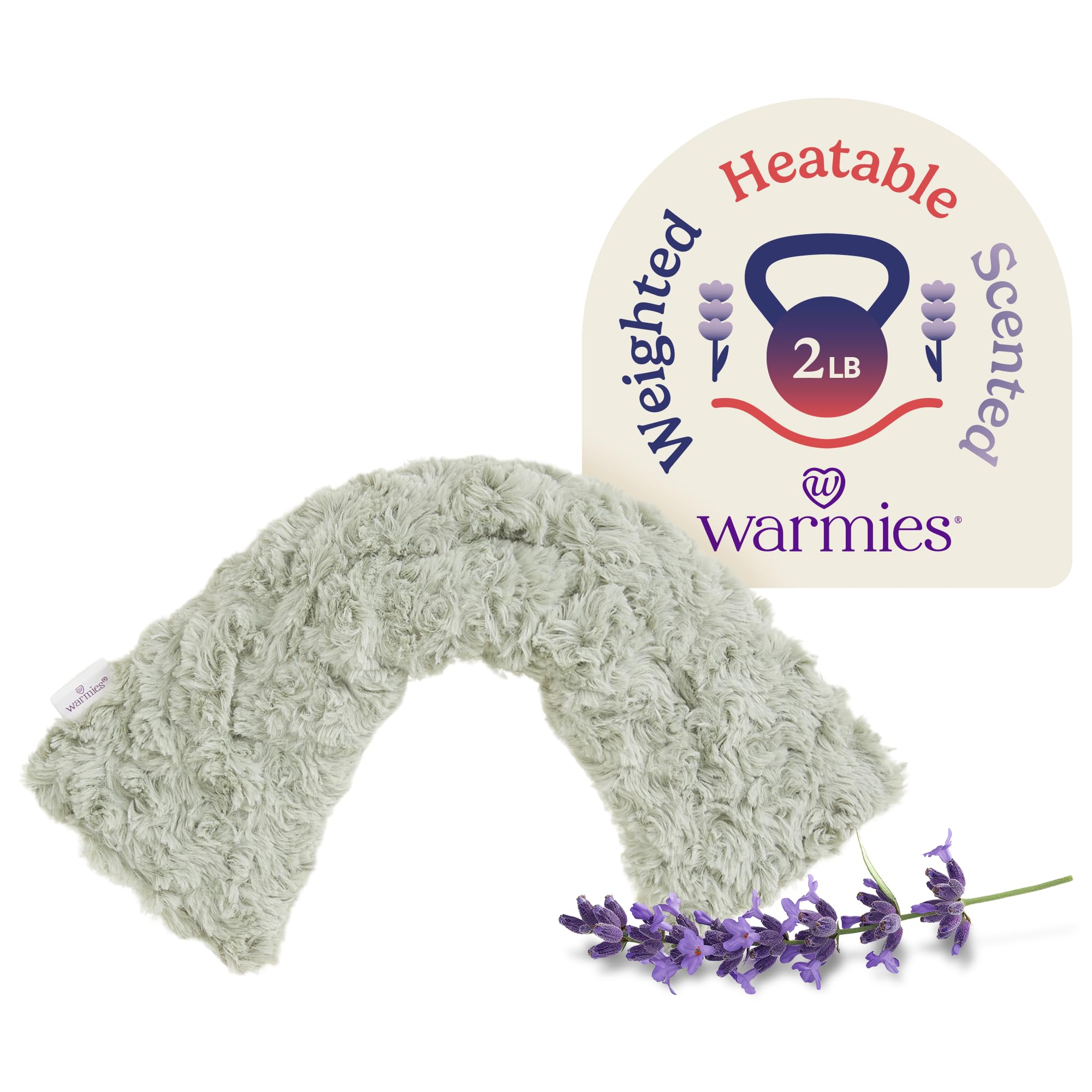 Photo 1 of warmies Microwavable Neck & Shoulder Wrap - Heating & Cooling Plush Pad for Calming Relaxation - Weighted & Heated Neck Warmer with Scented Lavender - Microwave Heat Pad for Aches & Pain - Curly Sage