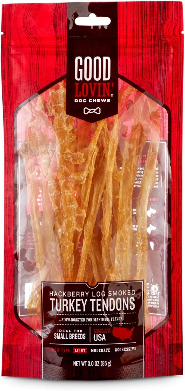 Good Lovin' Hackberry Log Smoked Turkey Tendon Dog Chew, 3 oz Amazon