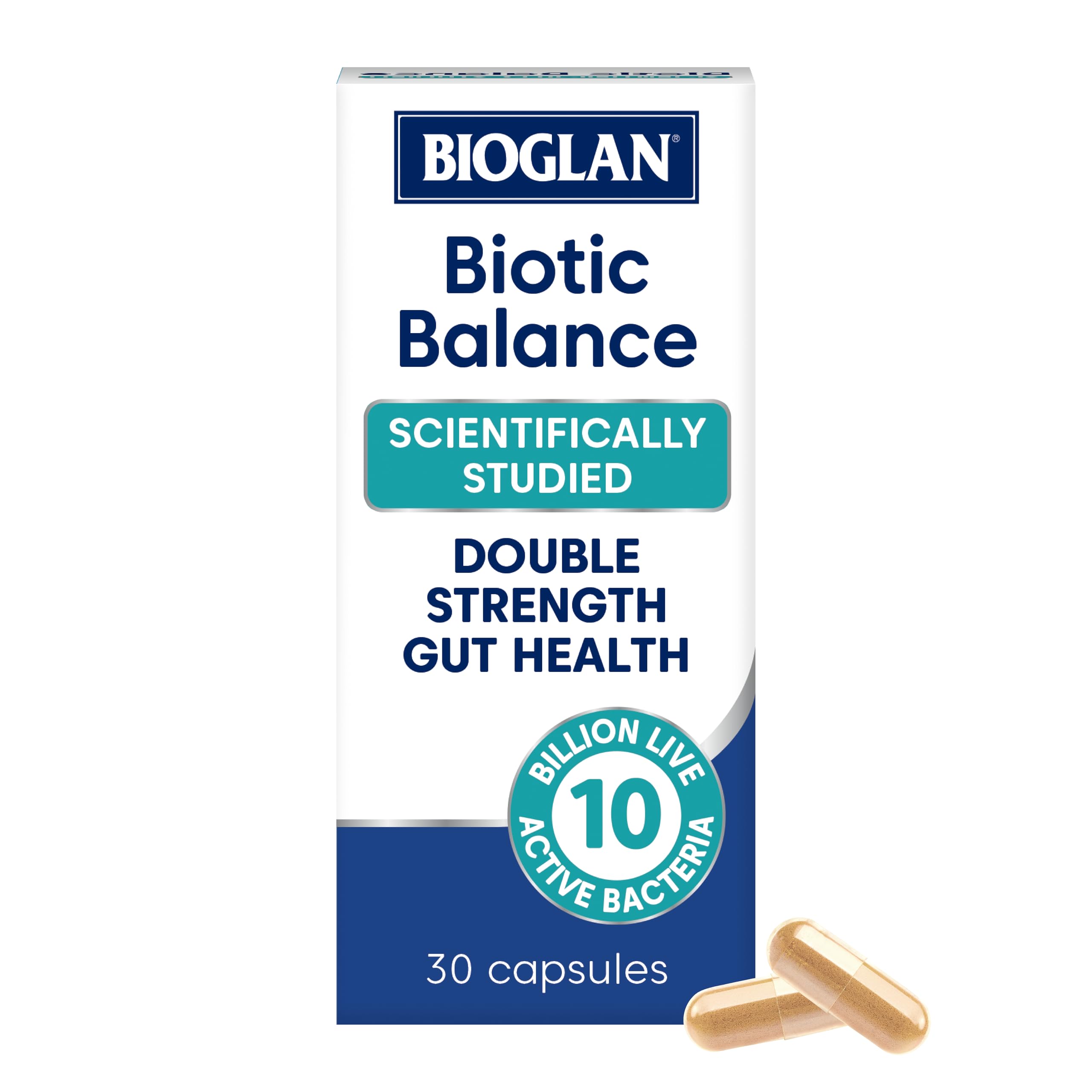 Bioglan Biotic Balance Daily Flora | 10 Billion | CFU | 6 Strains | Live Cultures | 30 Capsules