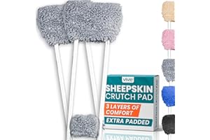 Vive Sheepskin Crutch Pads & Hand Grips - Comfortable, Breathable, Machine Washable Padding for Adults - Premium Accessory Co