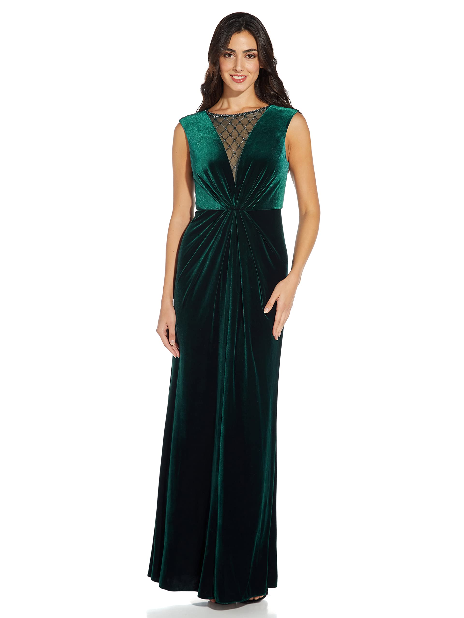 Photo 1 of Adrianna Papell Women's Beaded Velvet Mermaid Gown, Hunter, 8