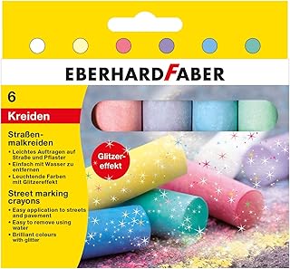 Eberhard Faber 526504 - Straßenmalkreide glitzer 6er Etui, Sortiert