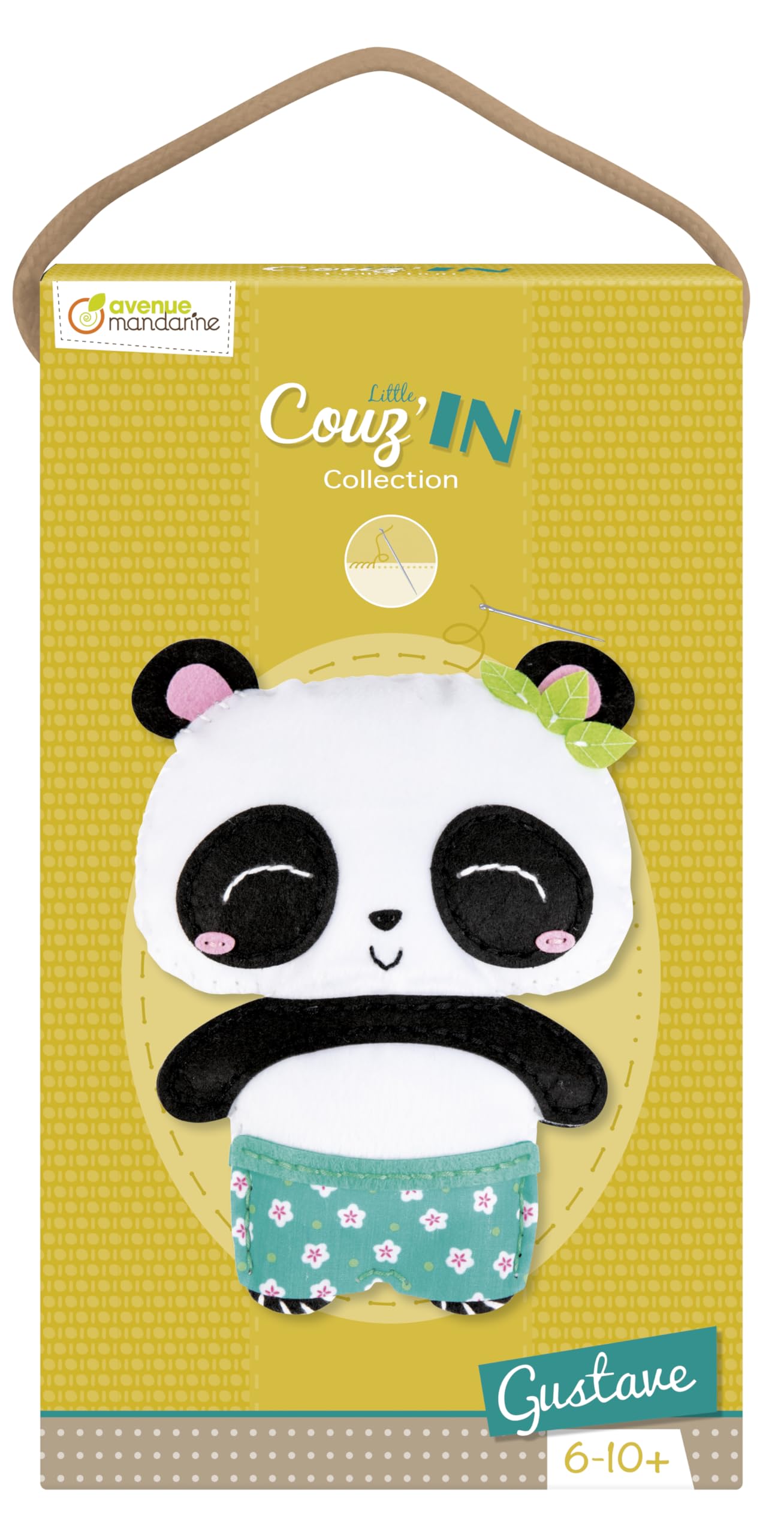 Avenue Mandarine - Ref KC110C - Little Couz'IN - Gustave the Panda - Felt Animal to Sew, Pre-Drilled Elements, Full Instructions Included, Suitable for Ages 6+