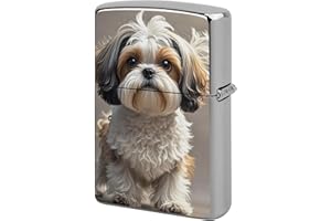 Shih Tzu Dog Lighter Cover Shell, Metal Lighter Case,Lighters Cover Holder, Flip-Top Lighters Copper