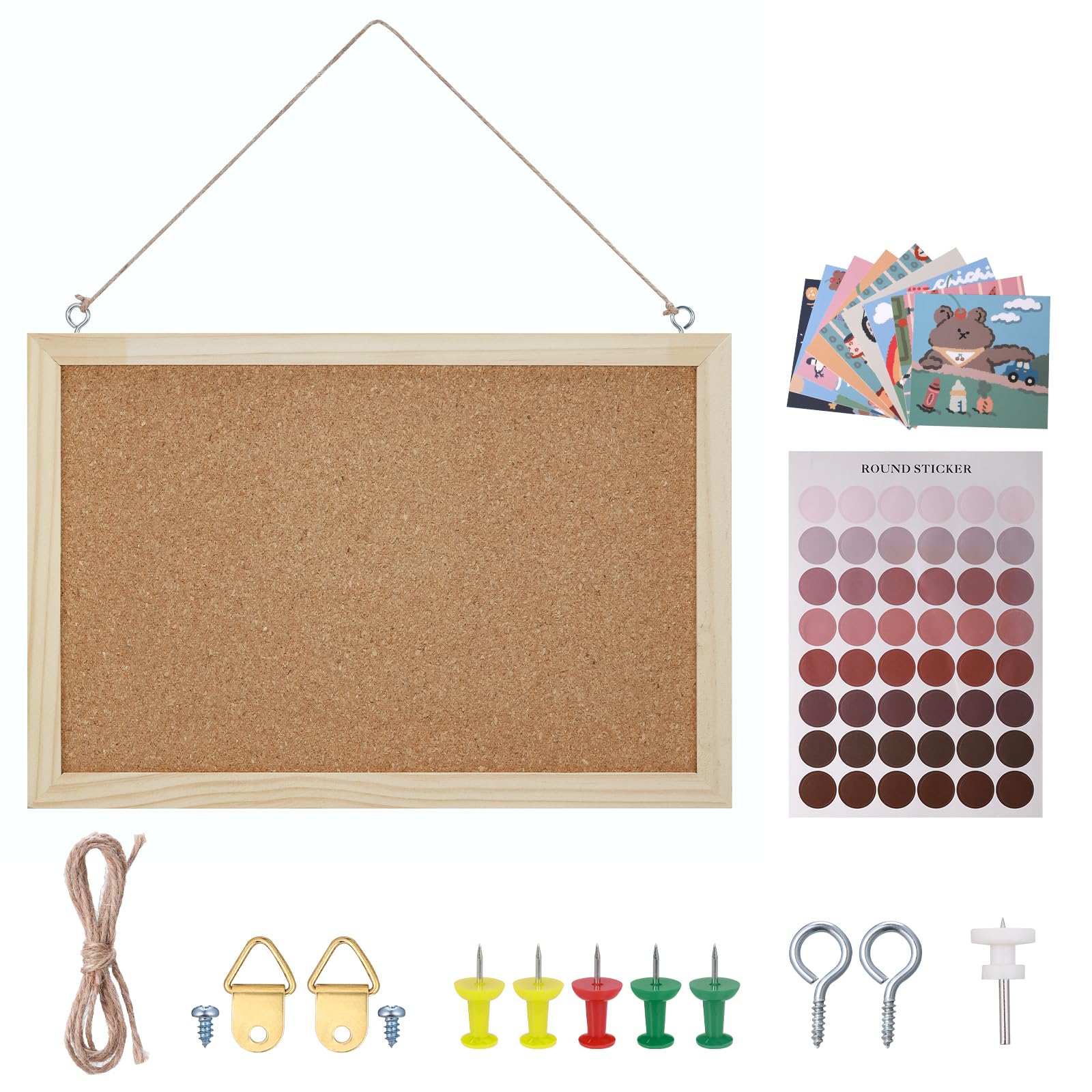 JIANTA Cork Board 20 x 30 cm, Small Cork Pin Board with Wooden Frame, Bulletin Notice Office Memo School with Push Pins Board