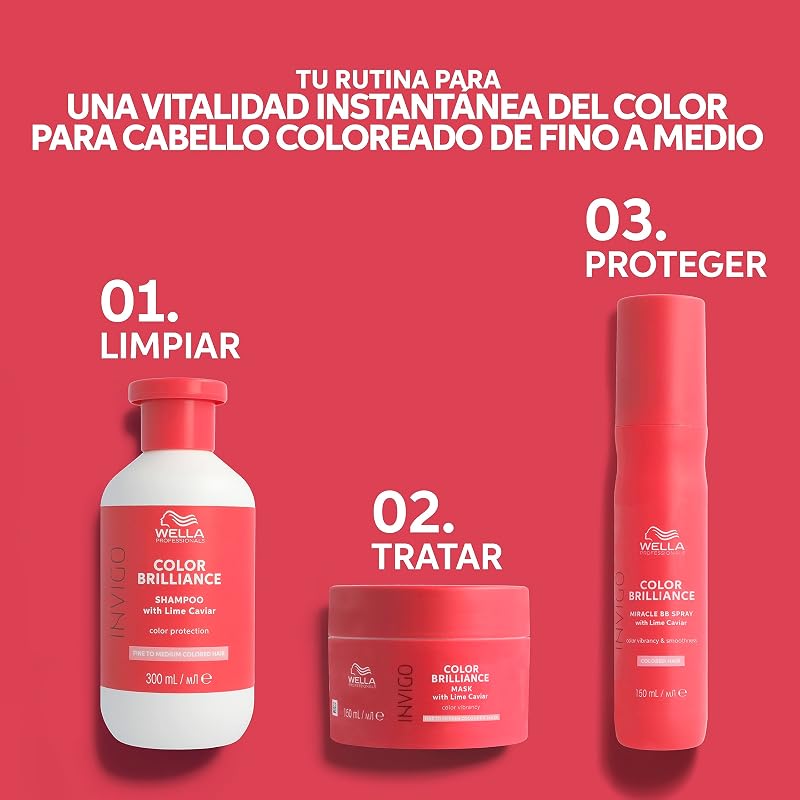 Professionals Invigo Color Brilliance -Mascarilla Intensificadora del Color -Brillo y suavidad - Devuelve el color -Cabello fino y normal 500ml