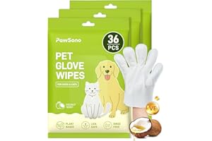 PAWSONO 36PCS Hypoallergenic Pet Glove Wipes for Dogs & Cats - Quick Clean & Deodorizing Between Baths & Travel | Dog Washing Wipes for Fur, Butt, Paws, Eyes & Ears |Cat Cleaning Gloves for Grooming & Bathing