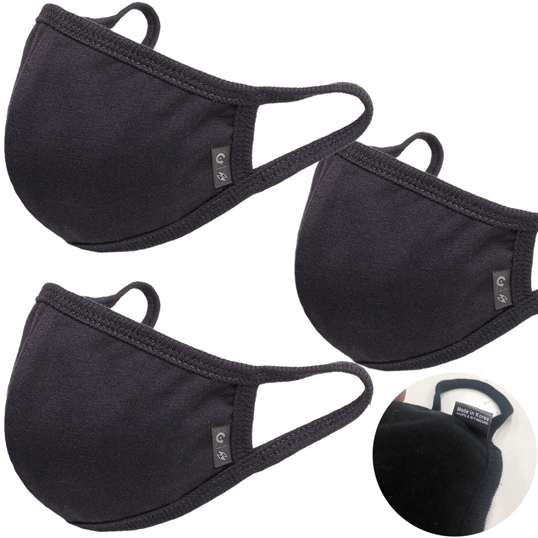 3 pack Cotton Summer materials reusable Cover, 2 layer washable cover for Dust, pollen, Cool outdoor cover Black - ship from USA