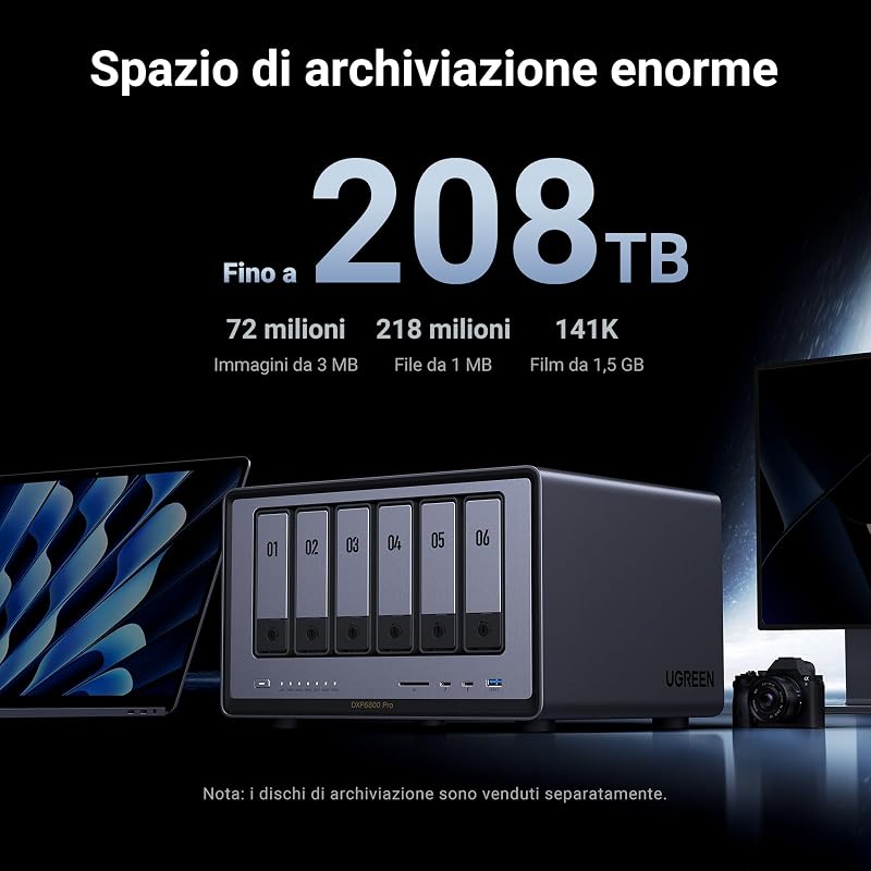 NASync DXP6800 Pro NAS 6 vani per team e aziende (senza HDD)