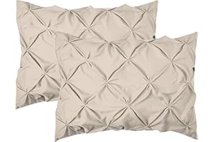 Elegant Comfort Lot de 2 taies d'oreiller plissées en microfibre de qualité hôtelière 1500, design élégant, facile d'entretie