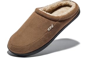 NewDenBer Men's Warm Memory Foam Suede Plush Fleece Lined Slip on Indoor Outdoor Clog House Slippers