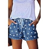 YOCUR Womens Casual Shorts,Lightweight Trendy Comfy Cute Drawstring Shorts | Summer,With Pockets,Distressed,Elastic waist,Hot Pants,frayed bottom,Sexy,Vintage,Vacation,Beach,Shorts