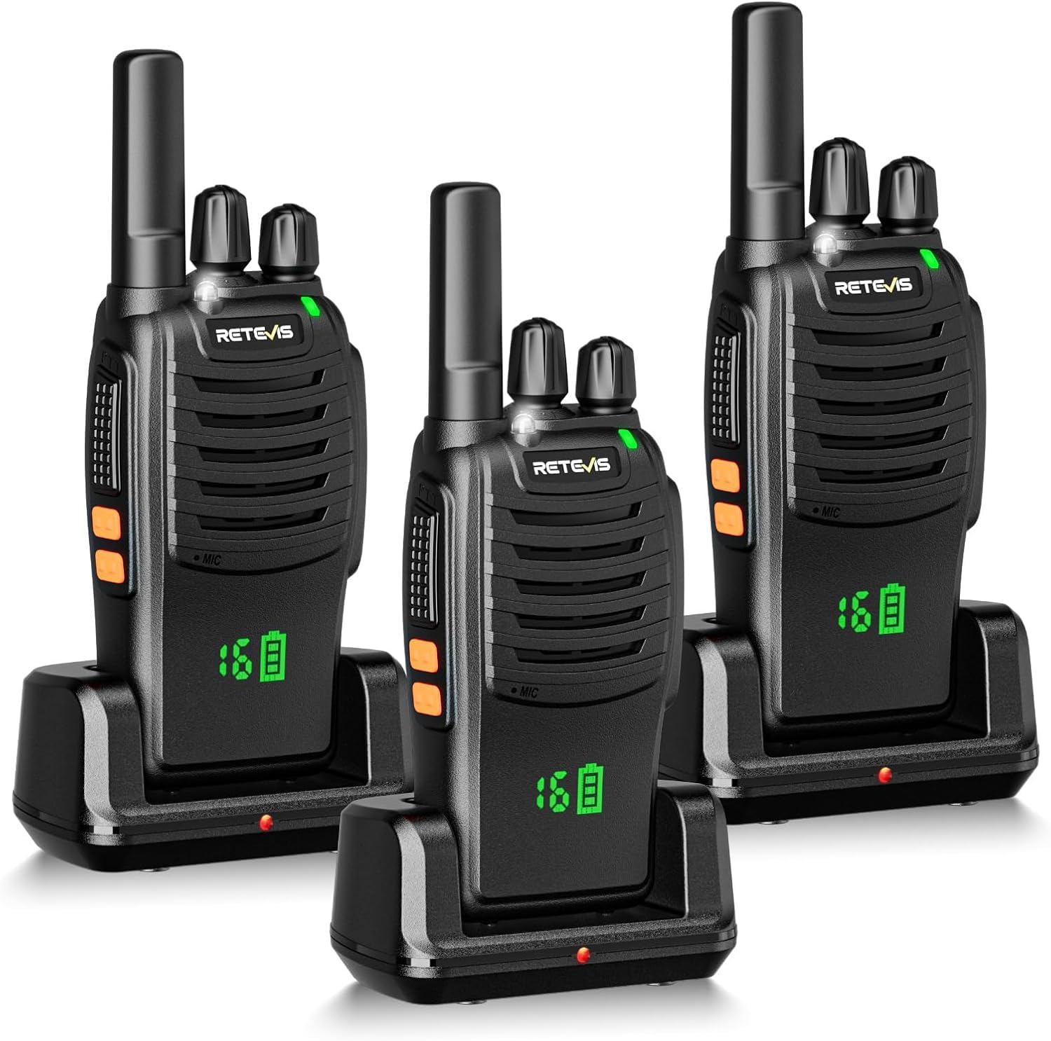 Retevis H777H Walkie Talkies for Adults, Two Way Radio with Screen, Rechargeable USB-C 2 Way Radio, Hands Free Walkie Talkies, Emergency Radio Camping Accessories for Outdoor, Hiking (Black, 3 Pcs)