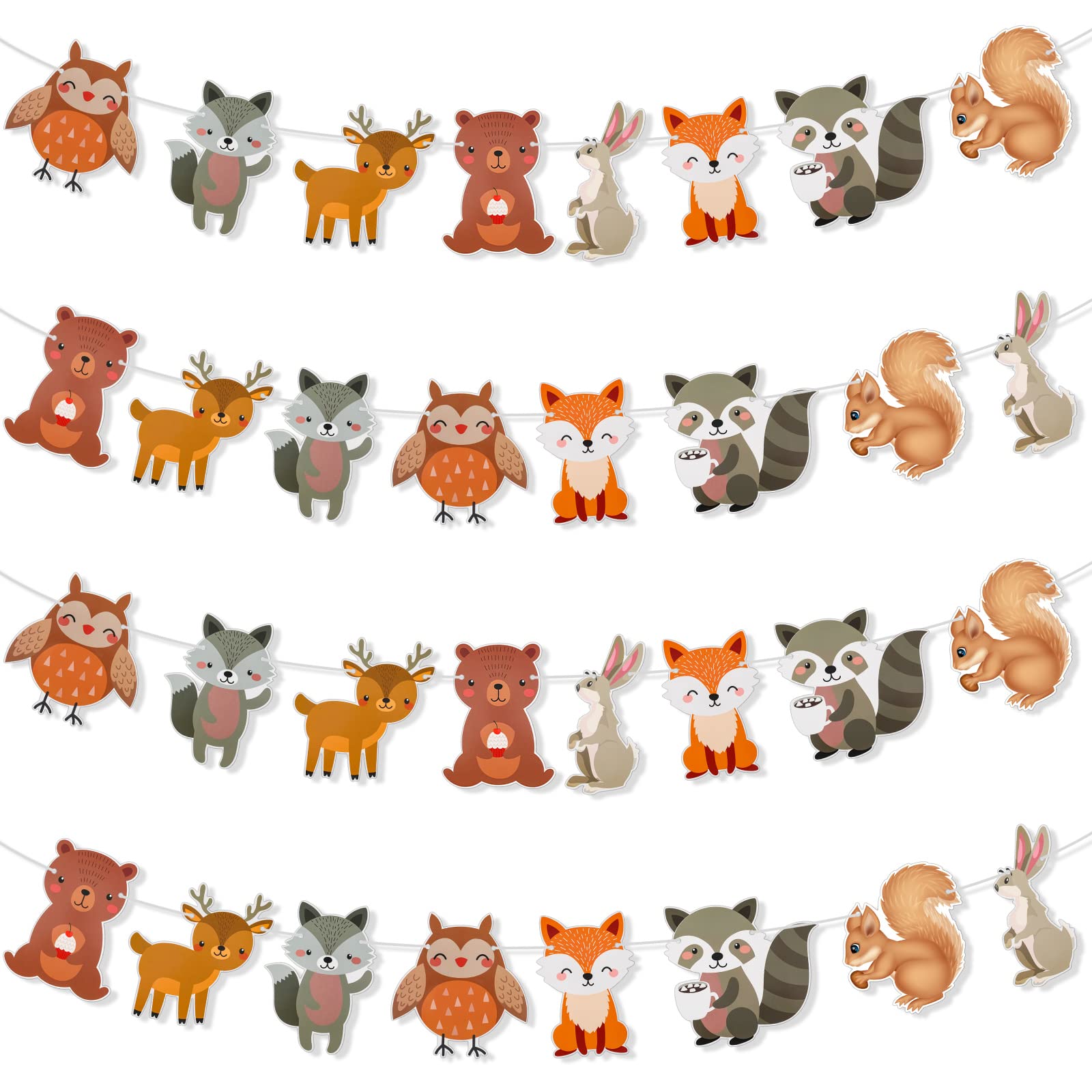 Photo 1 of 4 Pcs Woodland Animals Banner Assembled Woodland Party Decorations Forest Decor Woodland Creature Banner Forest Animal Garland for Woodland Birthday Party Supplies