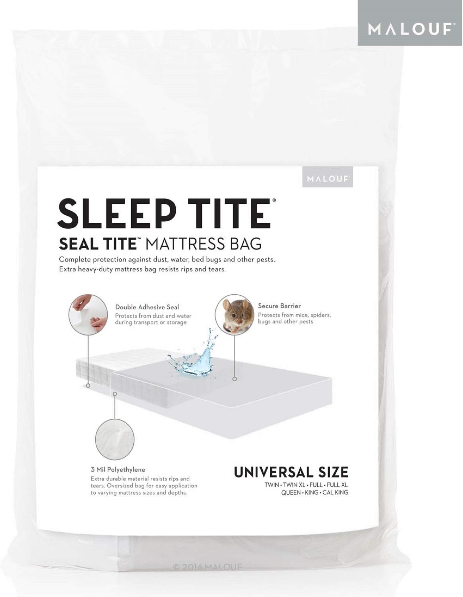 MALOUF Seal TITE Heavy Duty Sealable Bag-Protects Your Mattress While Moving or in Storage-Crib, Twin/Twin XL