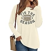 Football Shirts for Women Game Day T-Shirts Touchdown Printed Shirt Casual Football Season Long Sleeve Shirt