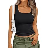 Trendy Queen Womens Summer Tank Tops Square Neck Ribbed Sleeveless Basic Crop Going Out Slim Fitted Y2k Clothes 2025