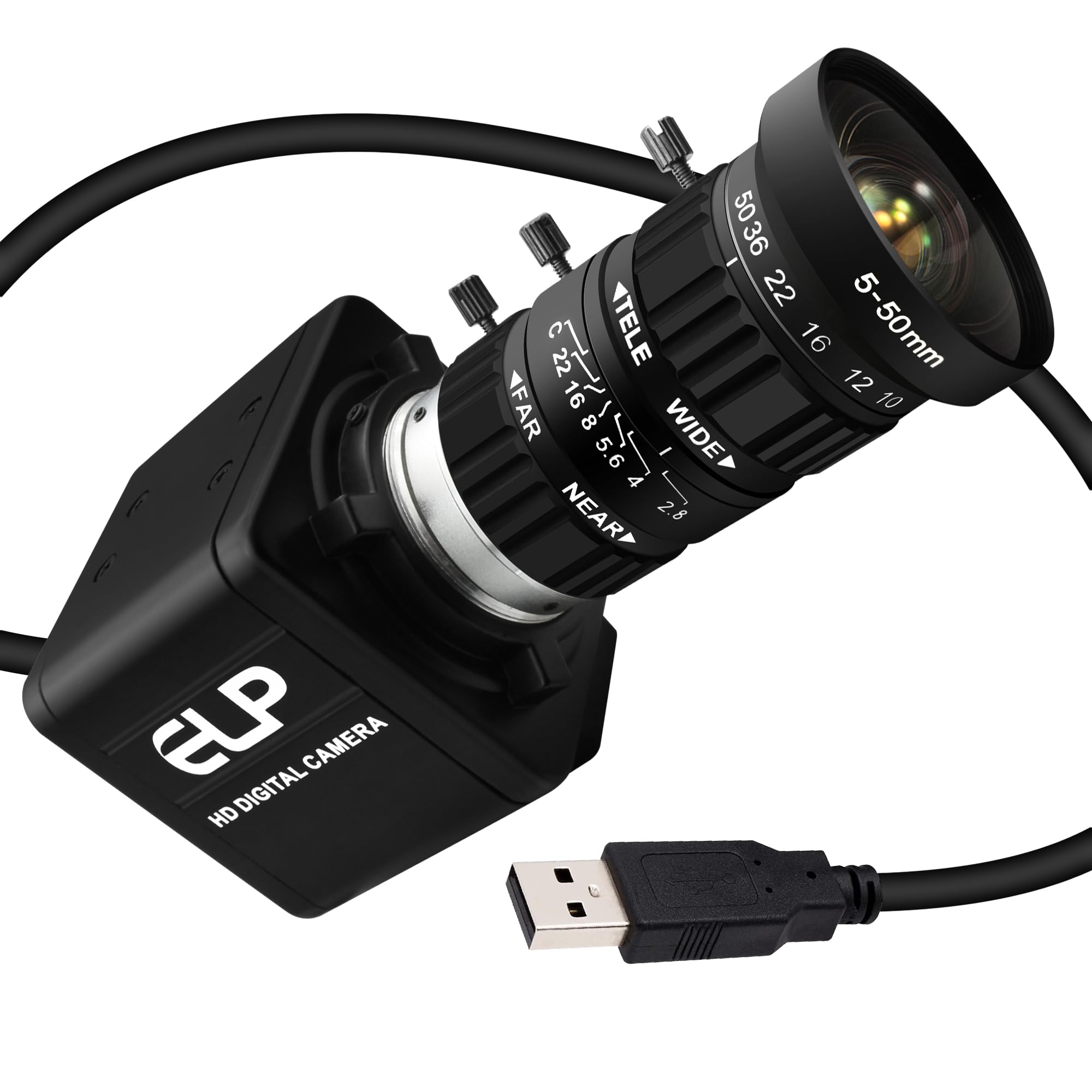 View 1 of 0.0001Lux Manual Zoom USB Camera 5-50mm 10X Varifocal H.264 Low Light Webcam Variable Focus Web Cam Low Illumiantion 1080P 30fps Telephoto CAMERA 2K Webcamera UVC USB2.0 Lightburn Cameras for PC