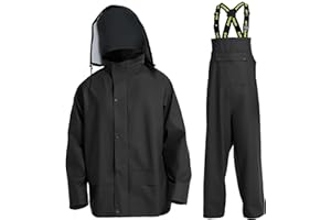 FWG Workwear Hi Vis Waterproof Jacket & Bib Pants Combo - Men's Rain Suit, Stretchable & Durable