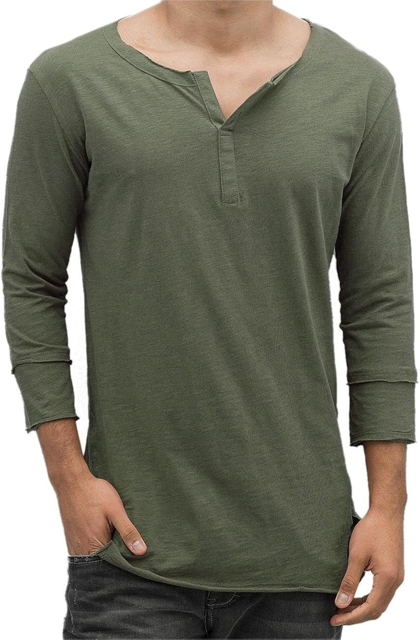 Herren T-Shirt Mit Knopfleiste - Baumwolle Kurzarm Freizeitshirt