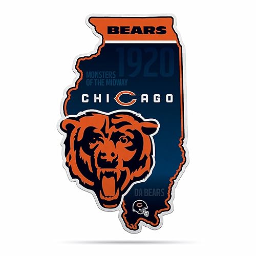 Rico Industries NFL Chicago Bears State Shape Shape Cut Pennant - Home and Living Room Décor - Soft Felt EZ to Hang 18x0.10x18