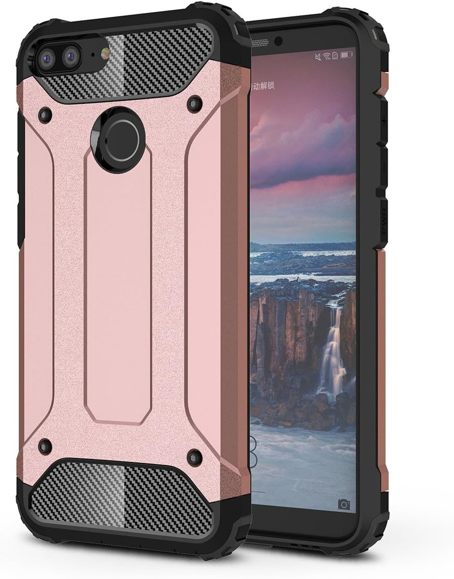 Huawei Honor 9 Lite Case,SMTR Built-in Kickstand Hybrid Armor Case Detachable 2 in 1 Shockproof Tough Rugged Dual-Layer Case Cover for Huawei Honor 9 Lite - Rose Gold
