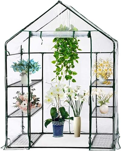 Taylor & Brown Walk In Greenhouse 4 Shelves PVC Cover 56x77 inches