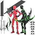 Assembled 2PC Lucky 13 Action Figures, Titan 13 Action Figure, 3D Printed Action Figure Multi-Jointed Movable, Dummy Hand Painted Figure, Desktop Decorations Game Gifts, (Black Green + Red Black)