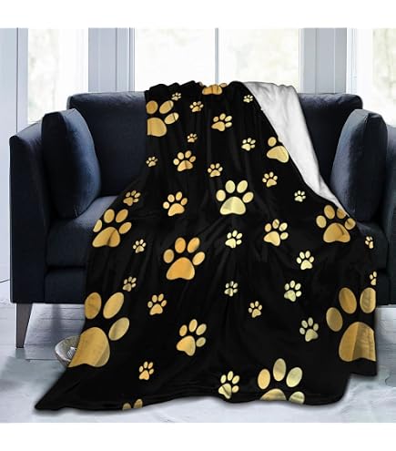 Coperte In Flanella Longrich Ultra-Soft Con Motivi Di Ossa E Zampe Di Cane, 50x60 Cm, Marrone