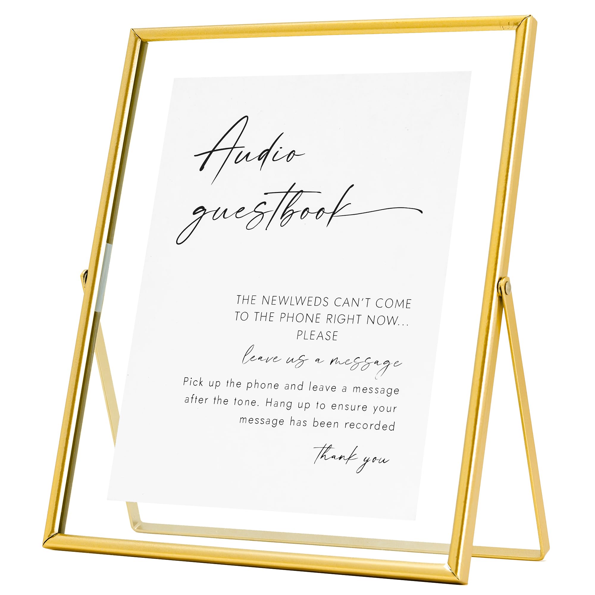 Photo 1 of Calculs Gold Glass Picture Floating Frames 10x8 inches for Party Table Decoration Sign Wedding Inspo Audio Guest Book Welcome Sign Holder for Photobooth