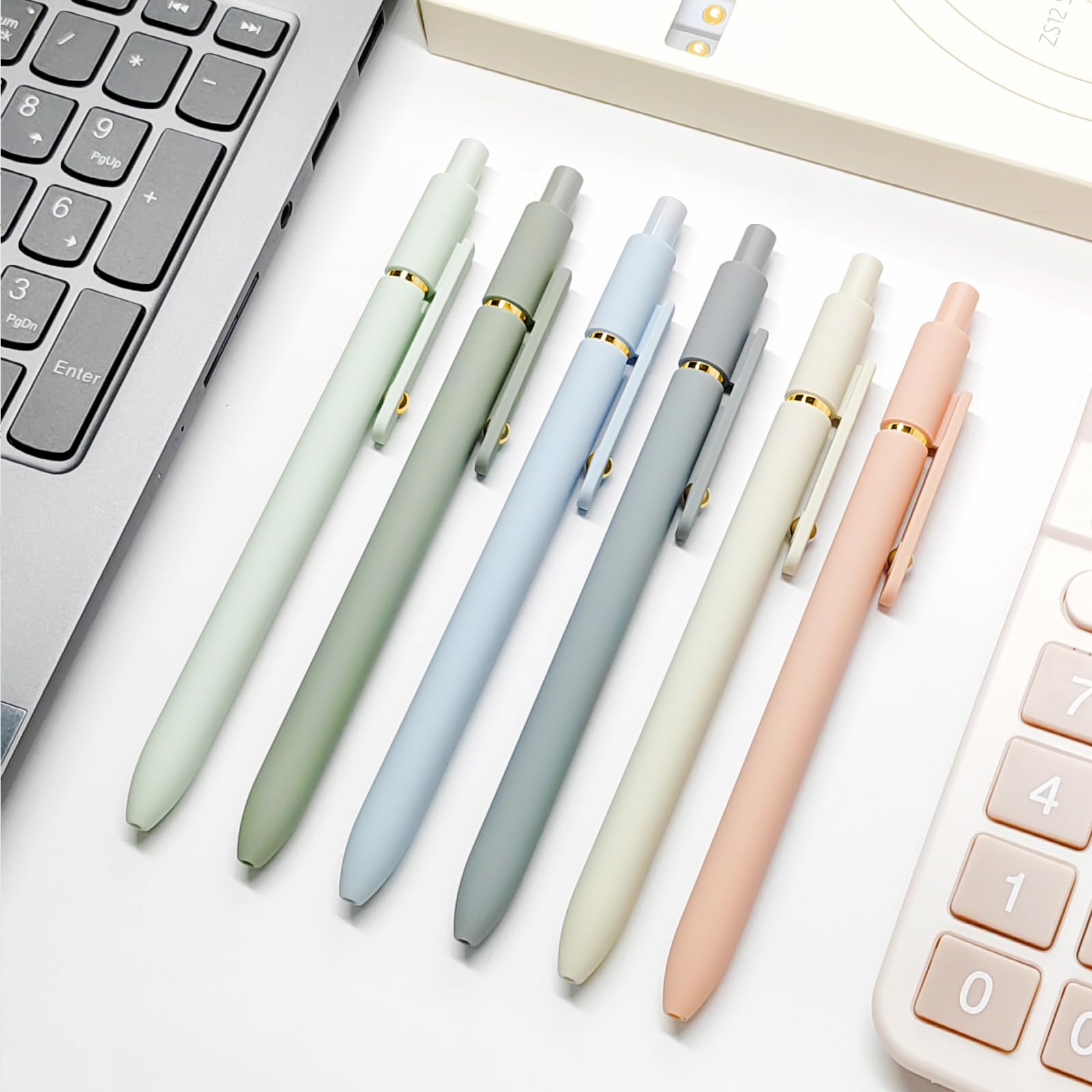 UIXJODO 6 Pcs Gel Pens 0.5mm Quick Dry Black Ink Pens Fine Point Smooth Writing Pens, Cute Office and School Supplies Gifts for Women Teacher Students (6 Pcs Morandi Gold)