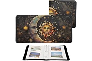 QGBYMX Album photo en cuir synthétique avec motif visage de soleil et lune – 3 anneaux – 30 x 28,4 x 3,8 cm – 20 pages autoco