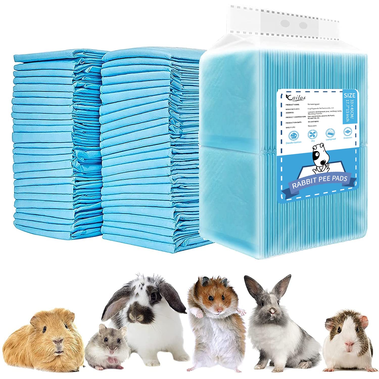 Photo 1 of 20 Pcs Rabbit Pee Pads, Disposable Super Absorbent Diaper, Pet Toilet/Potty Training Pads for Guinea Pigs, Hedgehog, Hamsters, Chinchillas, Cats, Dogs