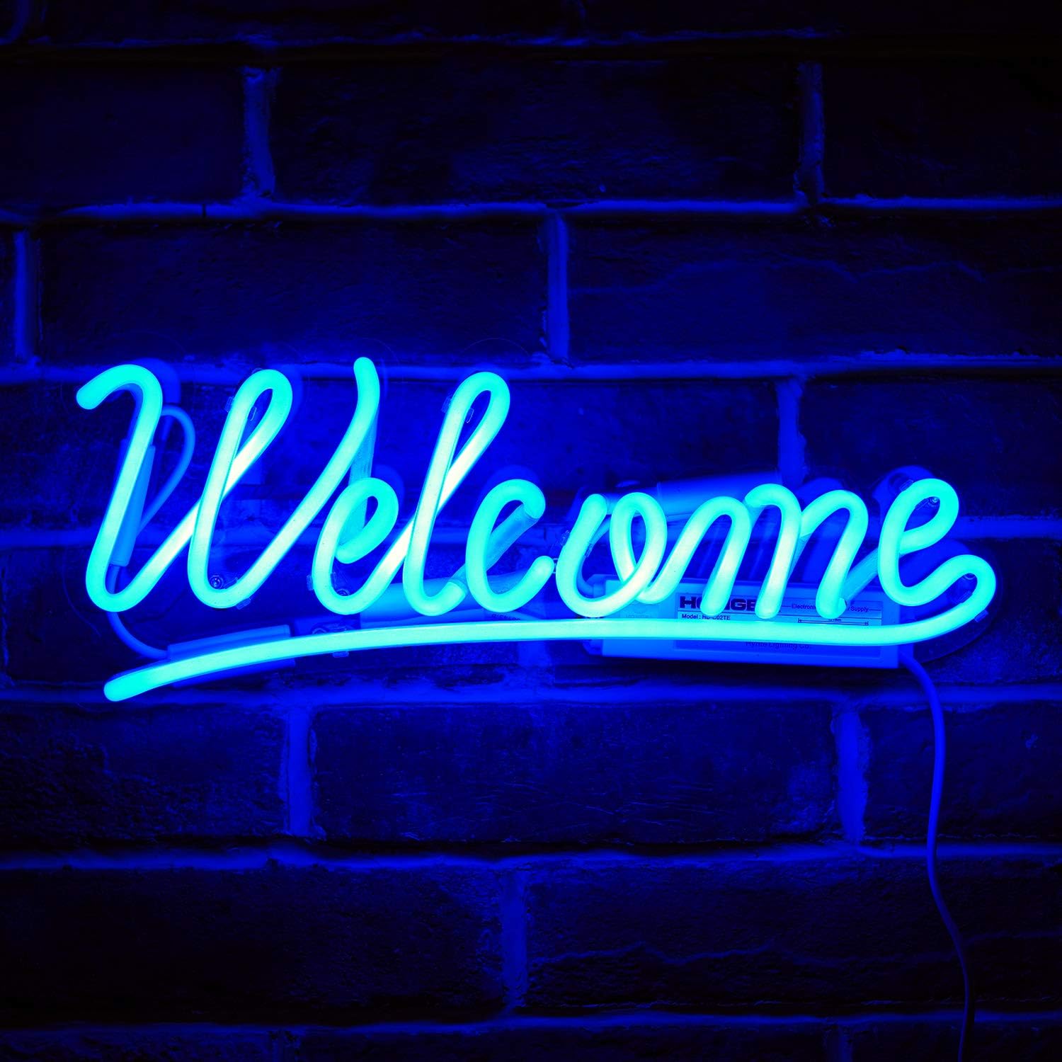 Neon Signs Welcome Beer Bar Bedroom Handmade Real Glass Neon Lights for Bedroom Office Hotel Pub Cafe Recreation Room Wall Decor Night Light 15" x 6" Blue (Not LED)