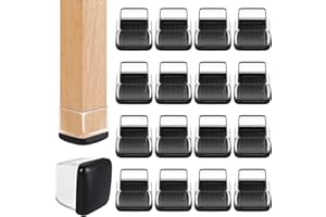 Ezprotekt 24 Pcs Clear Chair Leg Sliders for Carpet, Square Chair Glides for Rug, Teflon Furniture Pads Leg Protectors Caps - for Dining Table, Bar Stool, End Table Legs (L Fit:1" - 1.4")