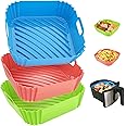 3 Pcs Silicone Air Fryer Liners Square Airfryer Liners 4-7 QT 7.1 Inch Reusable Air Fryer Silicone Pot Oven Liner Baking Tray, Air Fryer Basket Silicone Mat Bowl Air Fryer Accessories Kitchen Gadgets