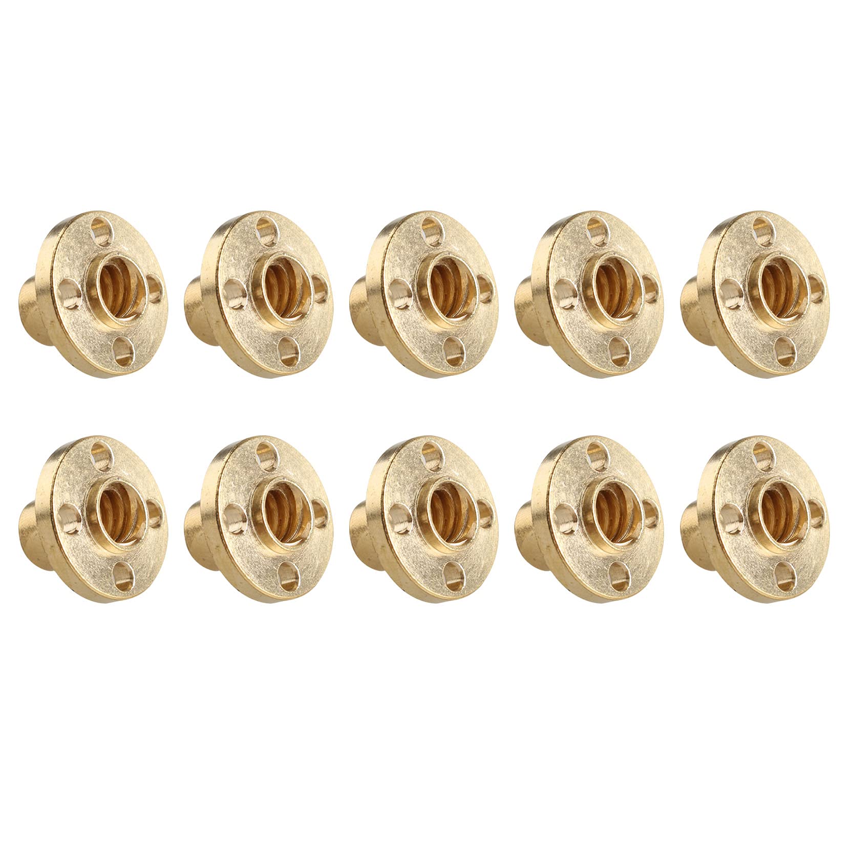 Jopto 10PCS Brass T8 Screw Nut 2mm Pitch Trapezoidal Corrosion Resistance for 8mm T8 Lead Threaded Rod Lead Screw 3D Printer Reprap Parts Z Axis