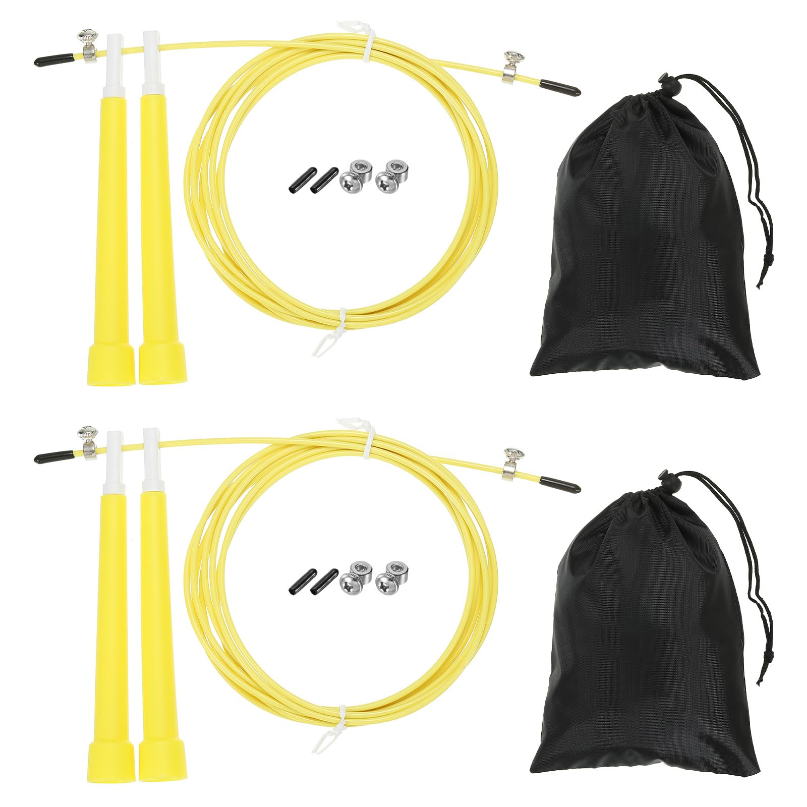 PATIKIL Speed Jump Rope, 2 Set Adjustable Speed Skipping Rope Tangle-Free Fast Jump Rope with Storage Bag and Spare Parts for Fitness Training, Yellow