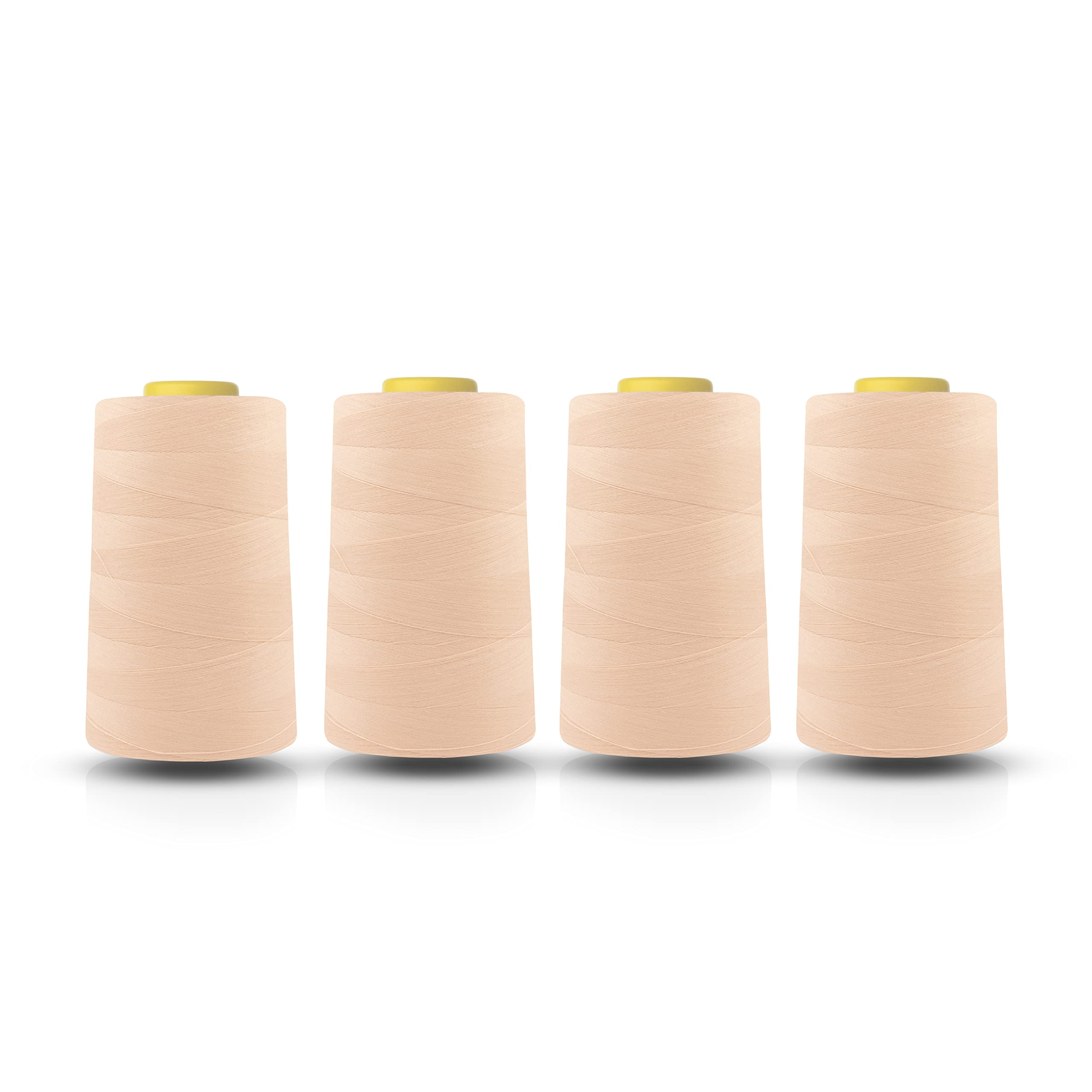 Realm Overlocking Sewing Machine Polyester Thread x Four 5000 Yards Cones White Black Natural Navy Red Grey (Peach) — image 1