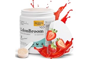ColonBroom Psyllium Husk Powder (Strawberry) - Colon Cleanse for Bloating Relief & Gut Health - Colon Broom Fiber Powder Drink - Vegan, Gluten Free, Non-GMO Fiber Powder Supplement, 60 Servings