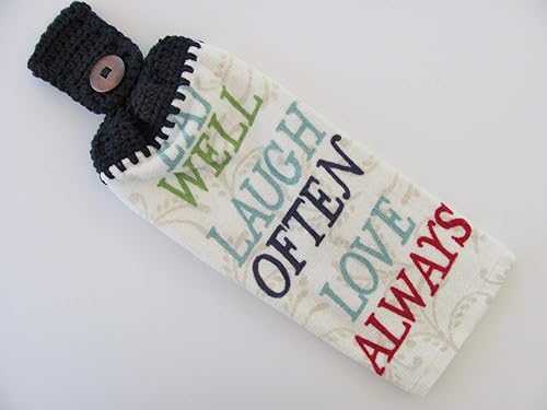 Amazon Com Crocheted Navy Blue Top Hanging Kitchen Towel Made In