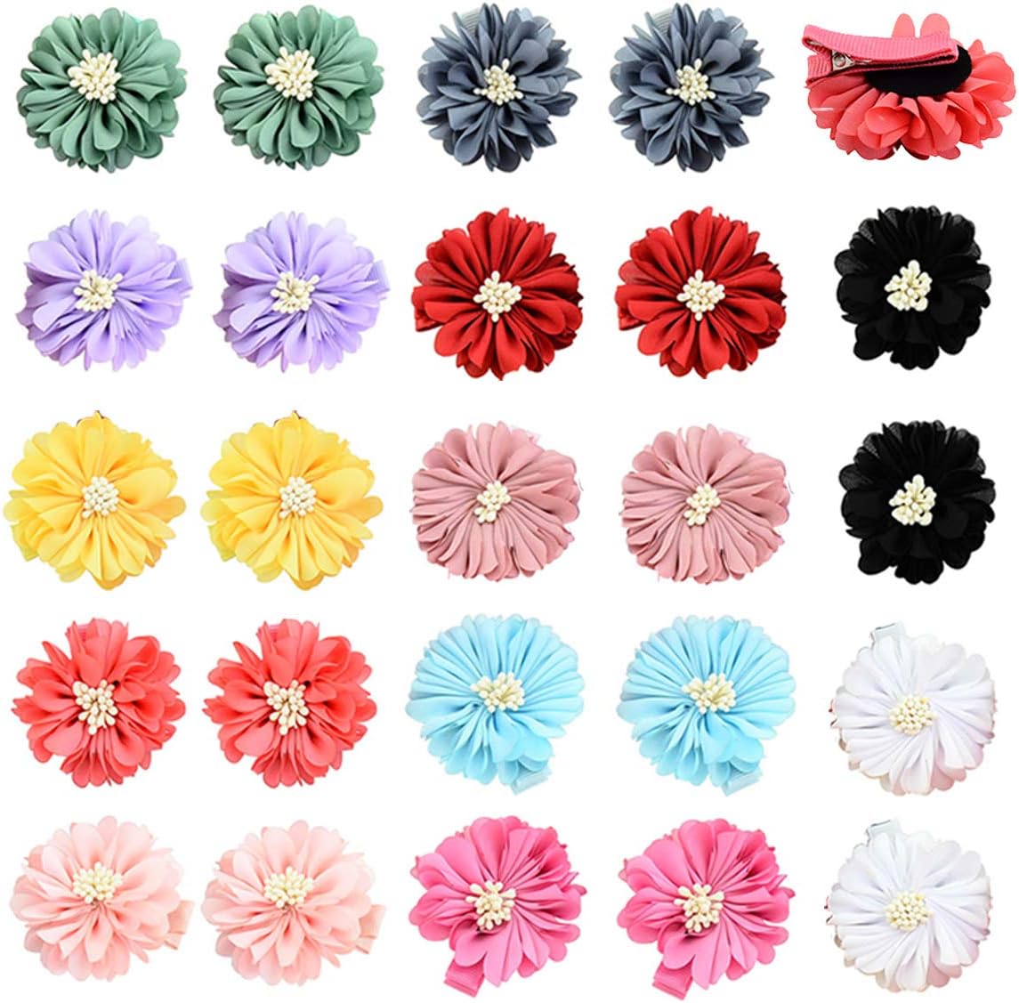 24PCS Baby Girls Flower Bow Hair Clips Floral Barrettes Hair Accessories for Newborn Infants Toddlers School Girls by JIAHANG (blossom flower)