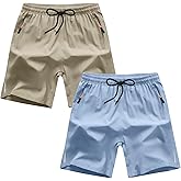 ANHDM Boys Shorts Quick Dry Athletic Running Shorts with Zipper Pockets