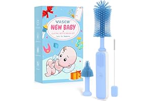 YASEW Electric Bottle Brush Cleaner, Baby Bottle Brush Set, 360° Efficient Cleaning, Long-Lasting 2000 mah Battery, Nipple, Straw Brush, and Exquisite Package, Baby Boy Essentials Gift (Blue)