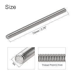 uxcell 5Pcs M4 x 70mm Fully Threaded Rod 304