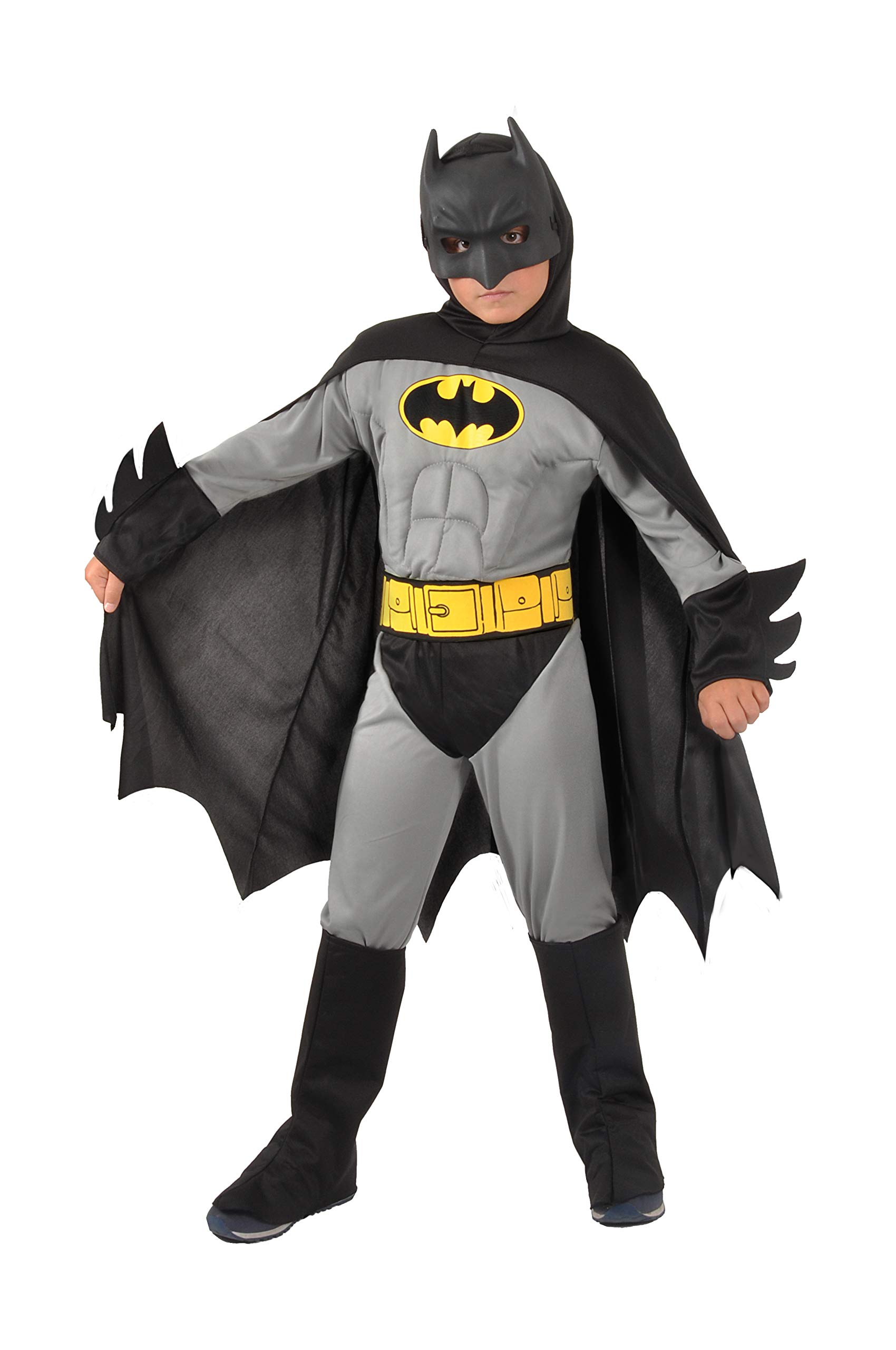 Batman Classic costume disguise boy official DC Comics (Size 5-7 years) with padded muscles