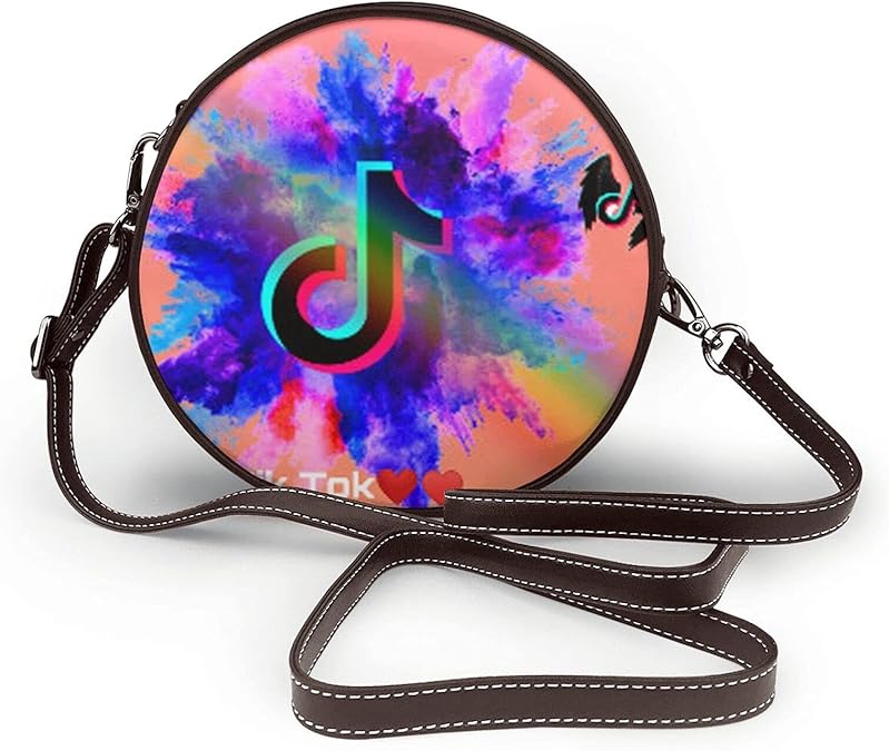 TikTok Ladies OneShoulder Round Bag, Leather Zipper OneShoulder
