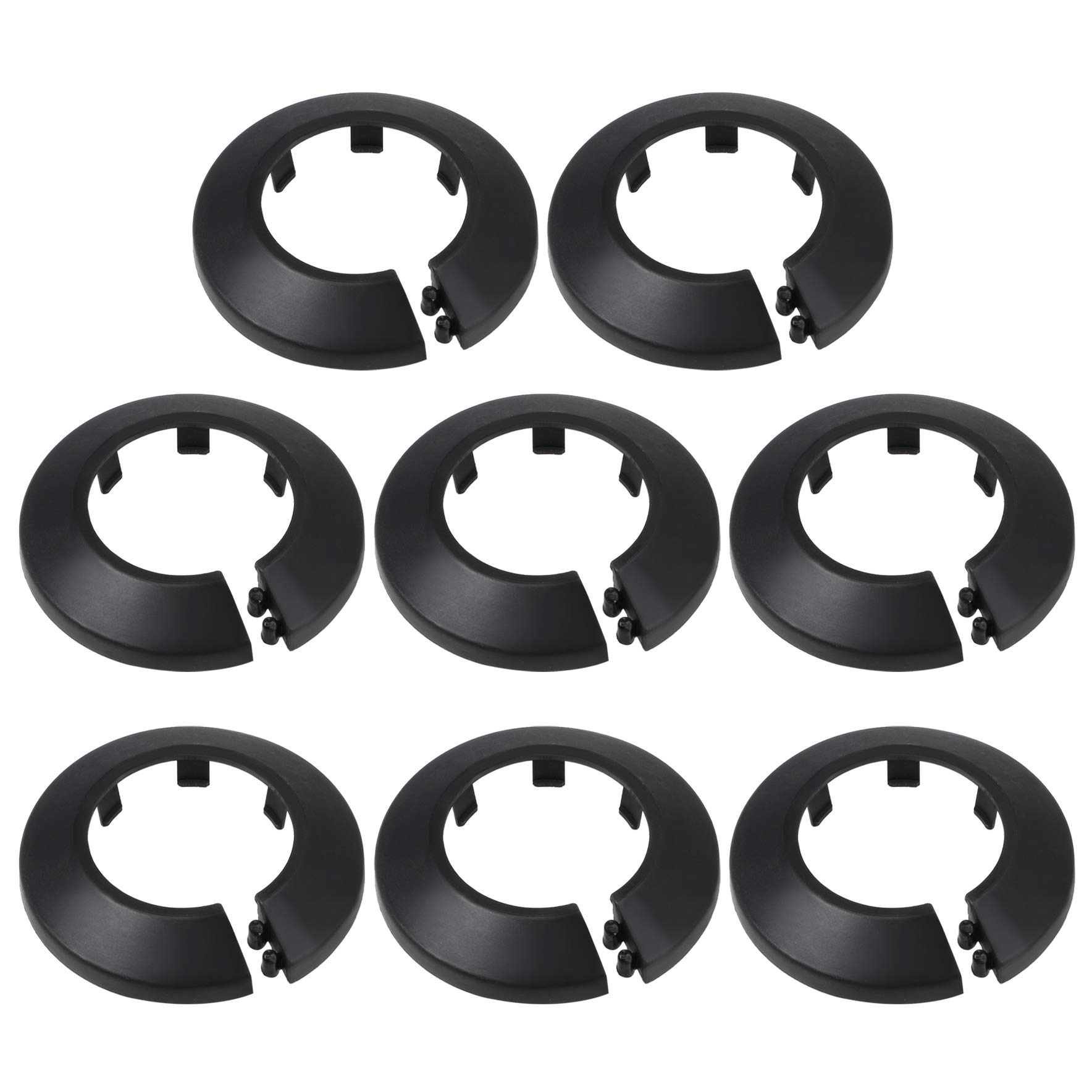 sourcing map 34-35mm Pipe Cover Decoration PP Plastic Water Pipe Escutcheon Black 8pcs